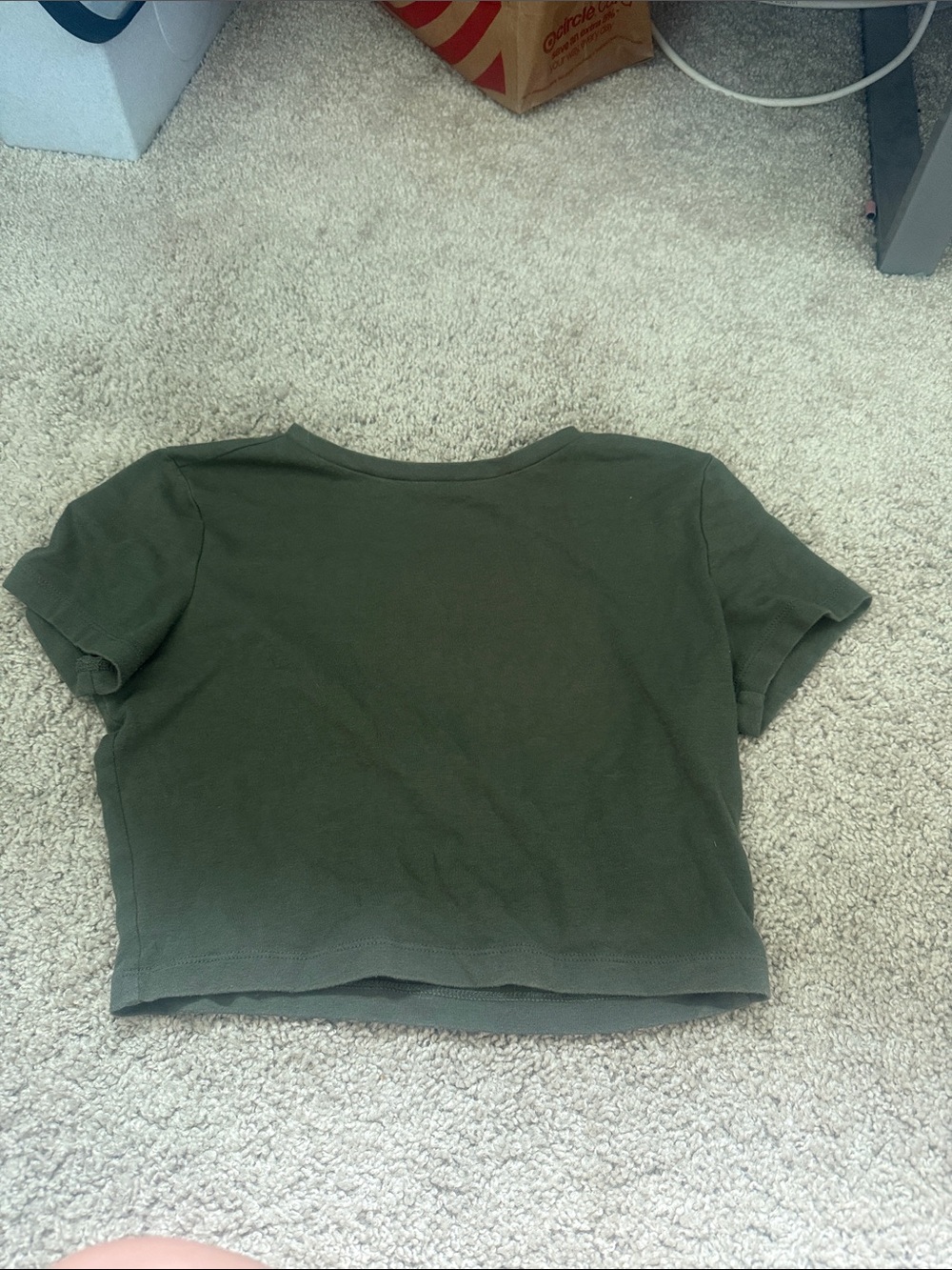 wild fable Olive Green Cropped Tee - Short Sleeve Crew